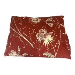 Vintage Thistle Flower Tapestry Brown Pillow White Floral 18” Square Cottagecore